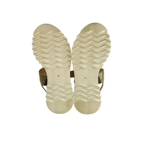 Luca Grossi Womens Sandals Green Leather Alligator Slingback Buckle 40 - Picture 9 of 11